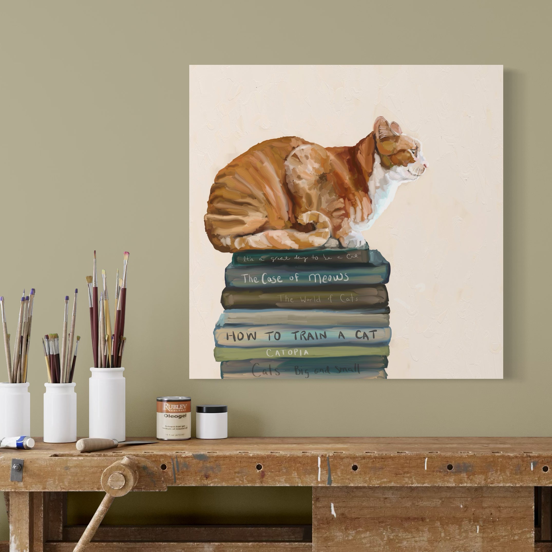 Cat on Books 1 Canvas Wrap