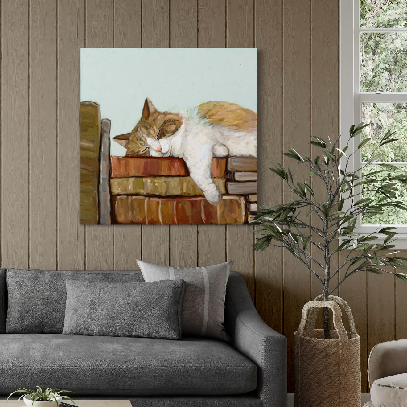 Cat on Books 3 Canvas Wrap