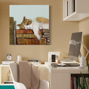 Cat on Books 3 Canvas Wrap