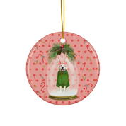 Snowglobe Golden Retriever Ceramic Ornament