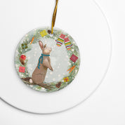 Santa Claws Bunny Ceramic Ornament