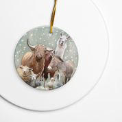 Winter Farm Ceramic Ornament