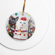 Festive Cat Trio Ceramic Ornament