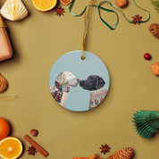 Kissing Pups Ceramic ornament