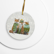 Santa Claws Fox Trio Ceramic Ornament