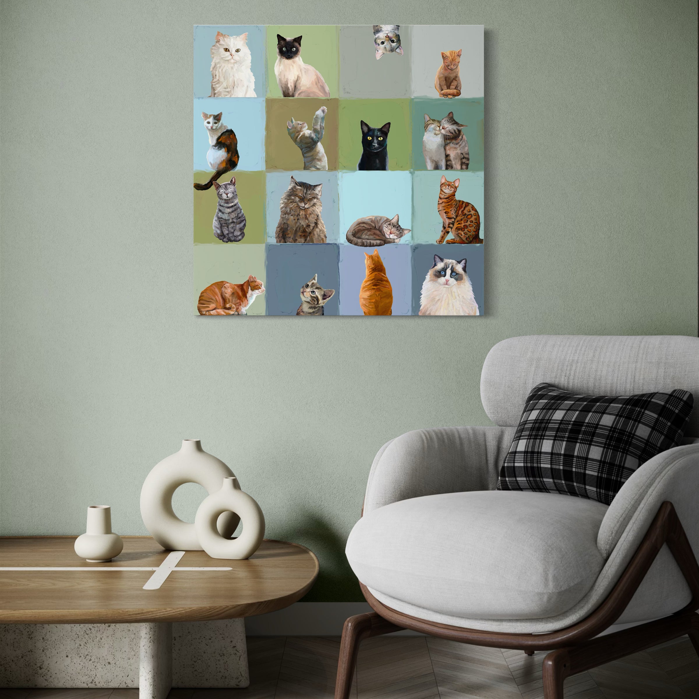 Colorblock Cats Canvas Wrap