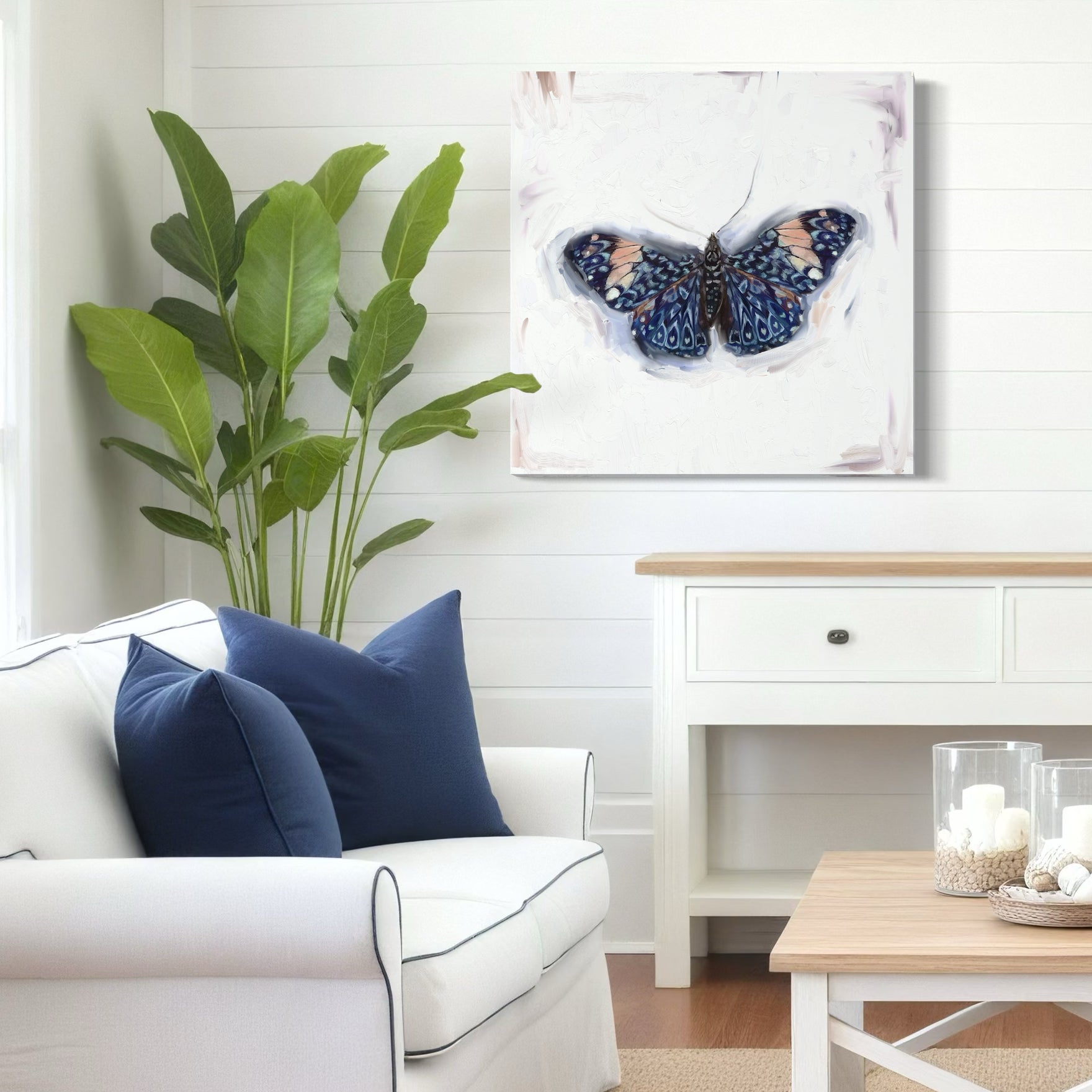 Dreaming in Blue Butterfly Canvas Wrap