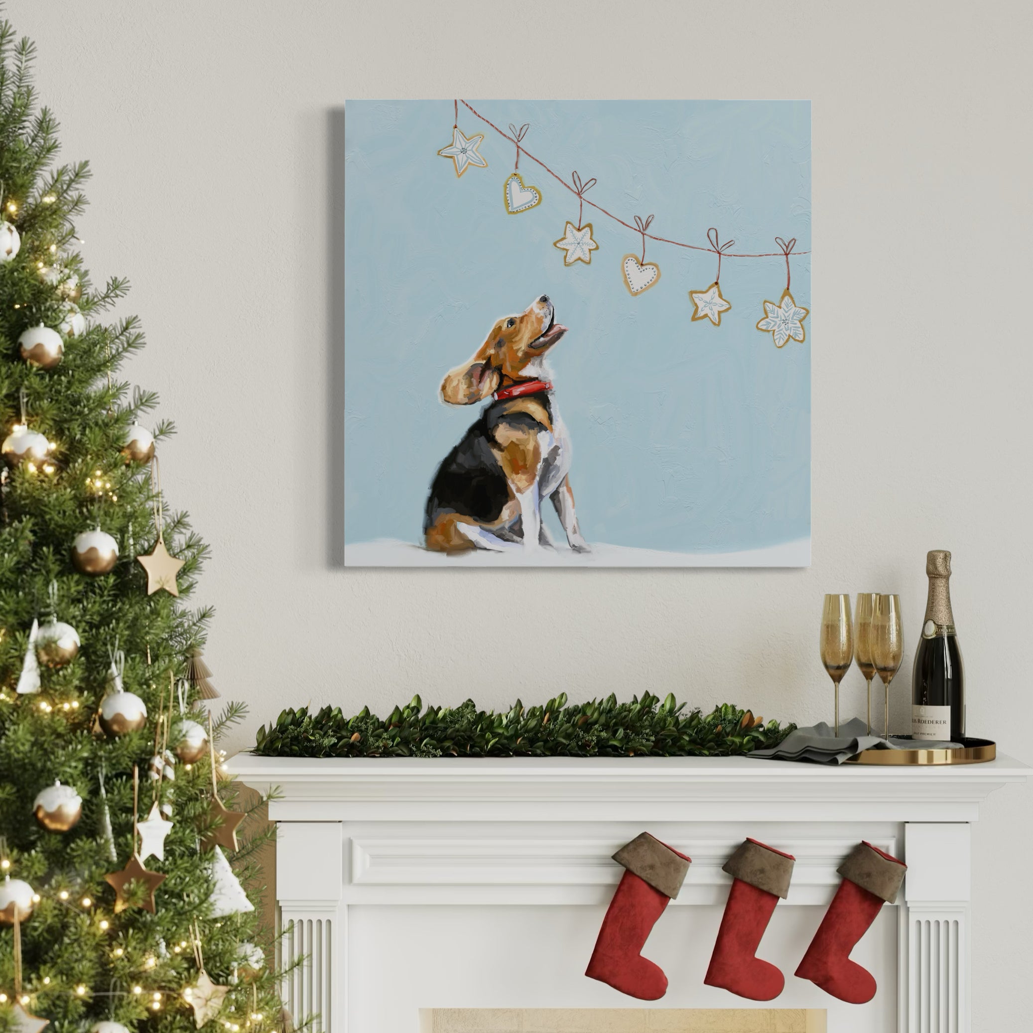 Festive Beagle Canvas Wrap