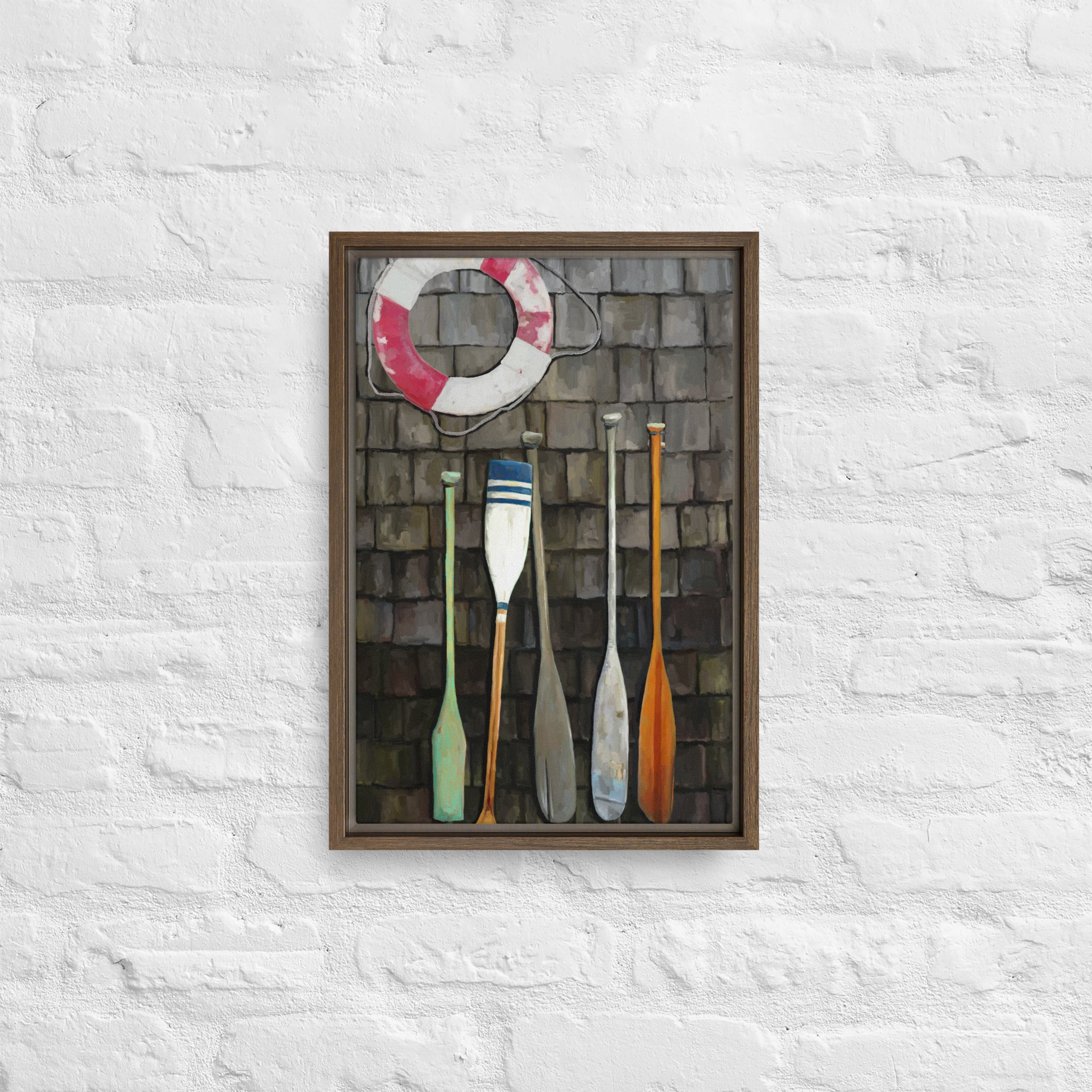 Coastal Oars Framed Canvas