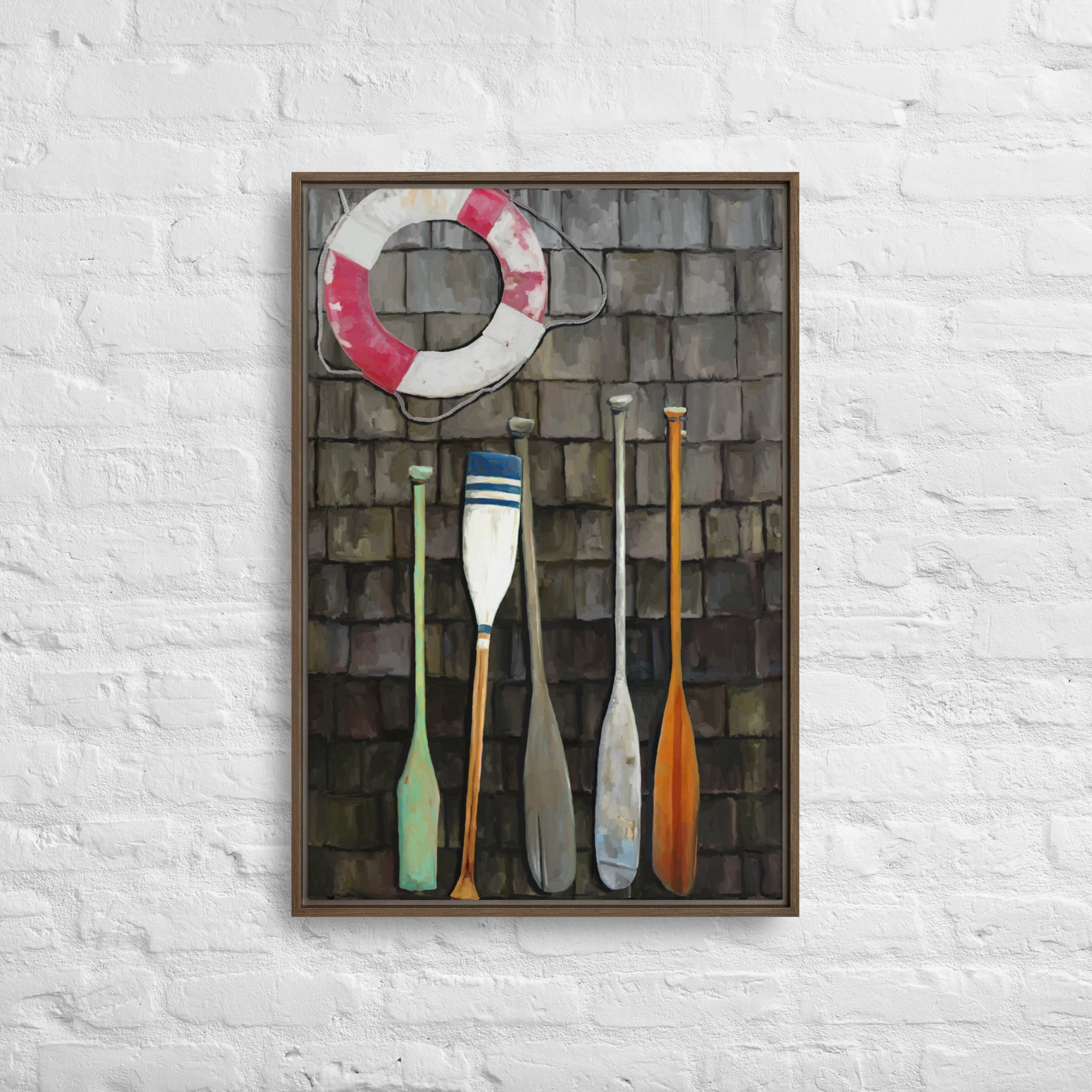 Coastal Oars Framed Canvas