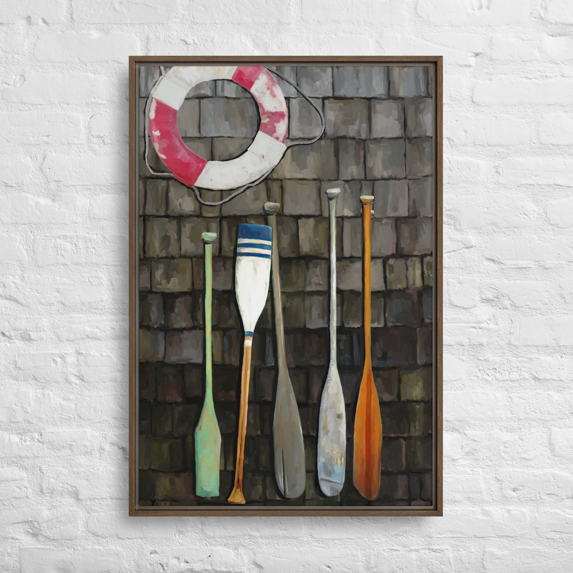 Coastal Oars Framed Canvas
