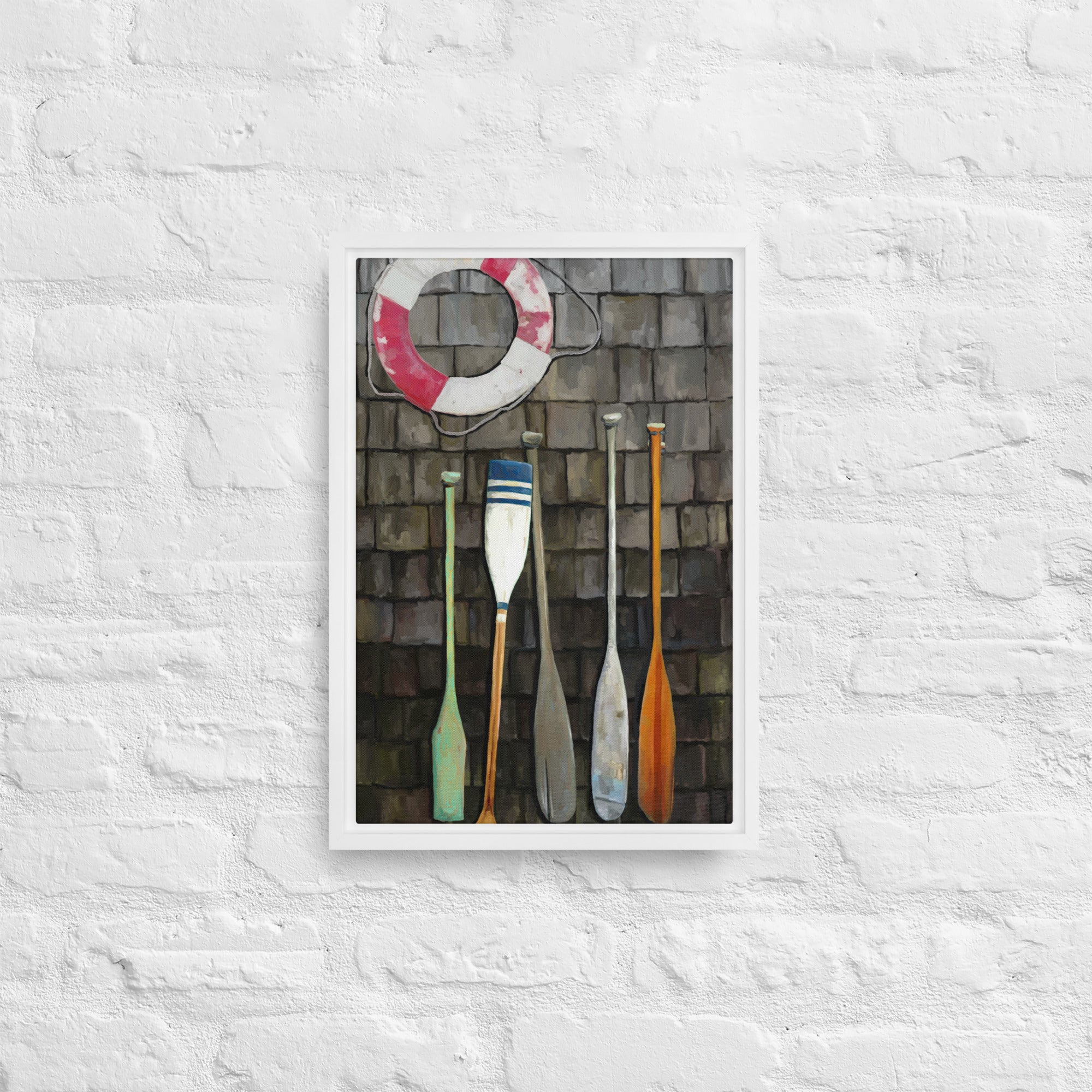 Coastal Oars Framed Canvas