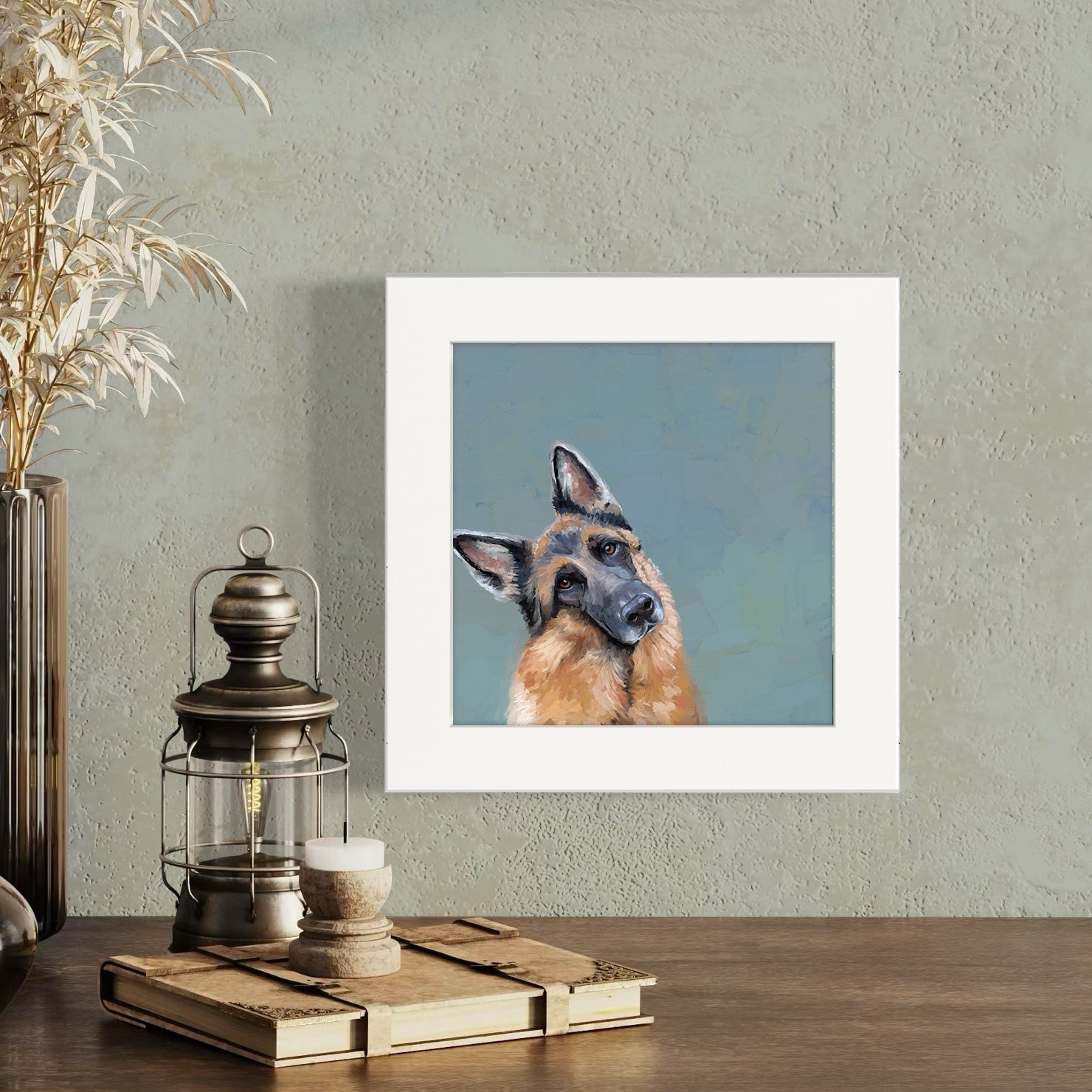 Head Tilt German Shepherd Happy Square