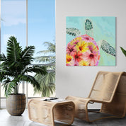 Hibiscus Turtle Canvas Wrap