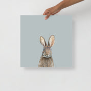 Woodland Rabbit on Grey Paper Print