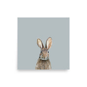 Woodland Rabbit on Grey Paper Print
