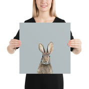 Woodland Rabbit on Grey Paper Print