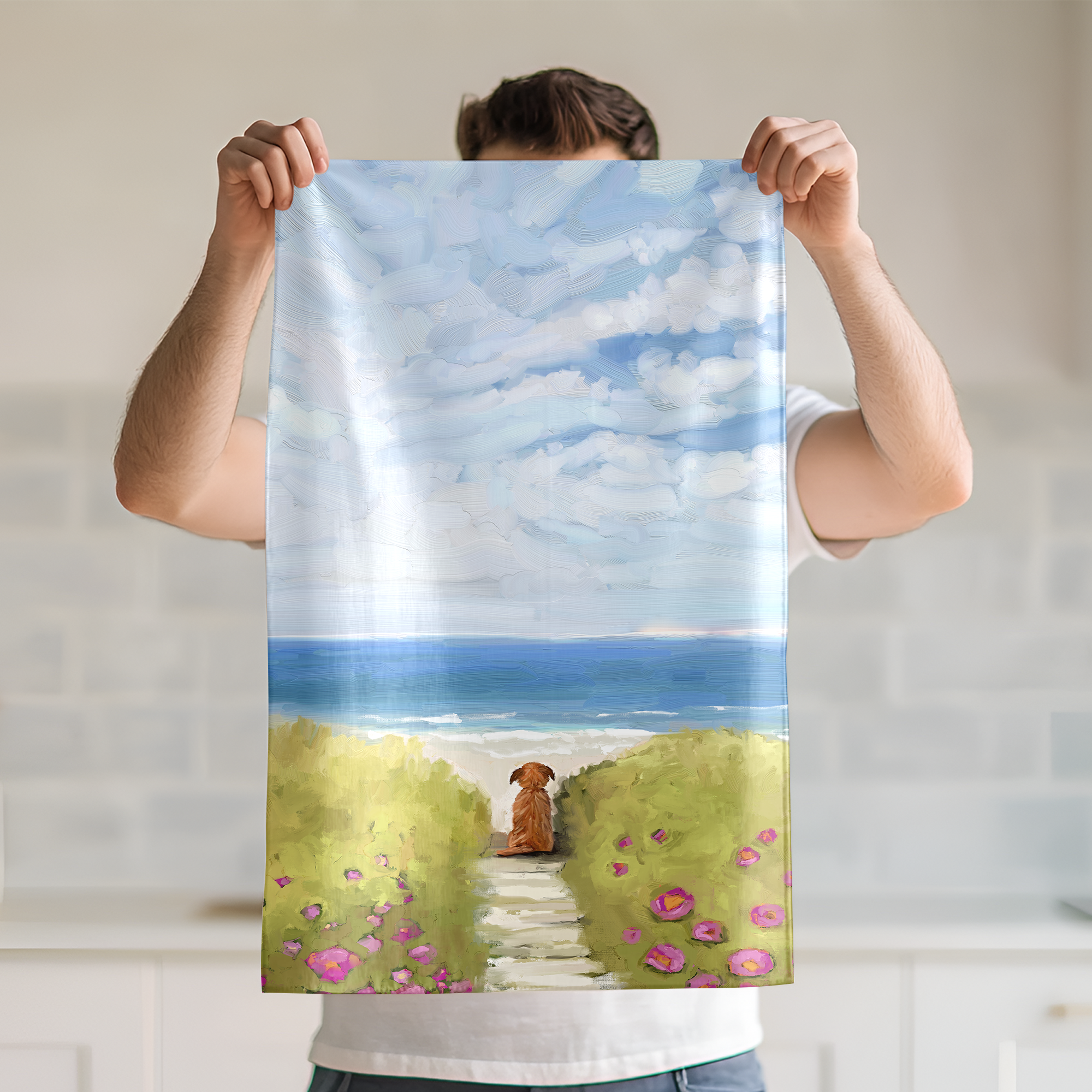 A Quiet Day at the Beach Tea Towel