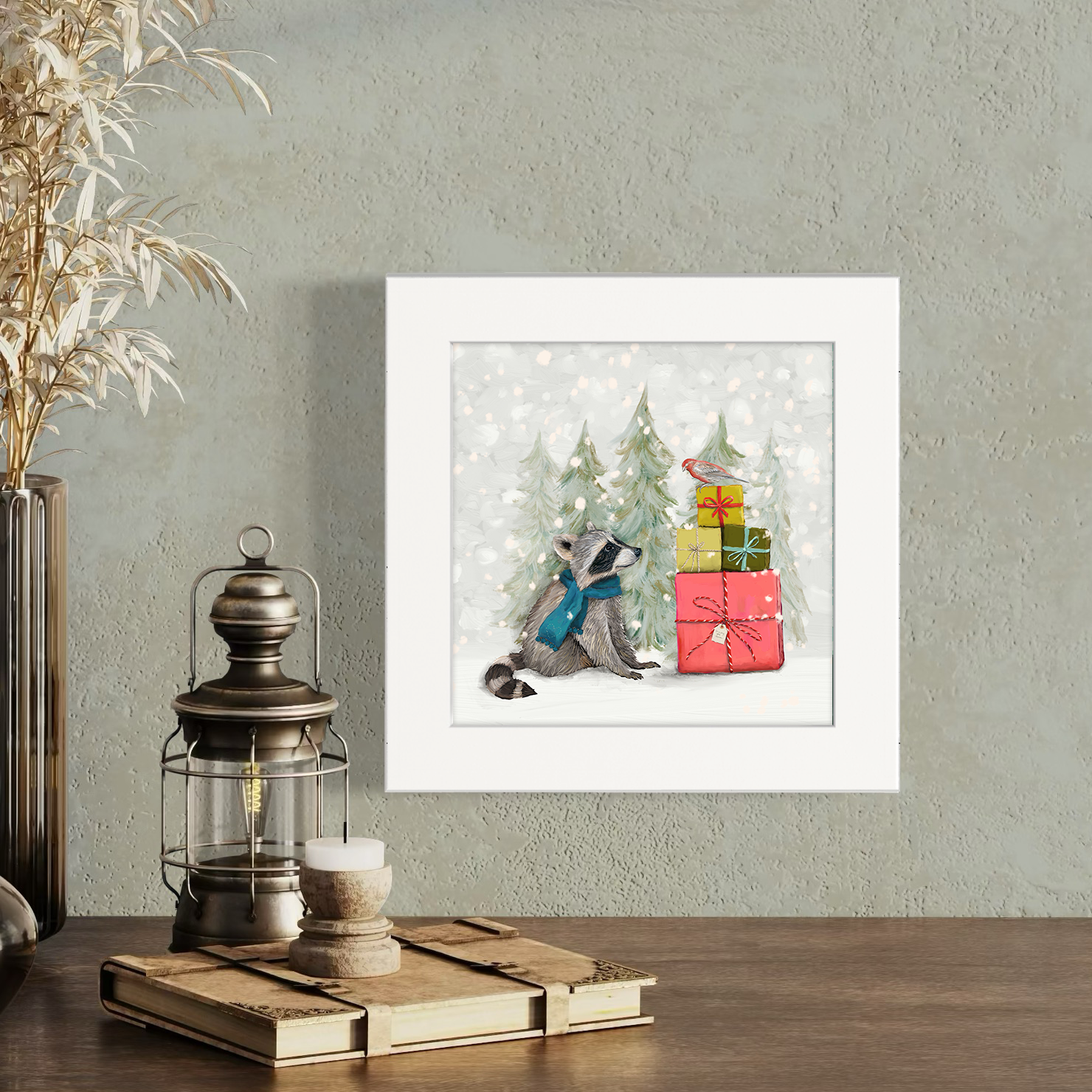 Santa Claws Raccoon Happy Square™