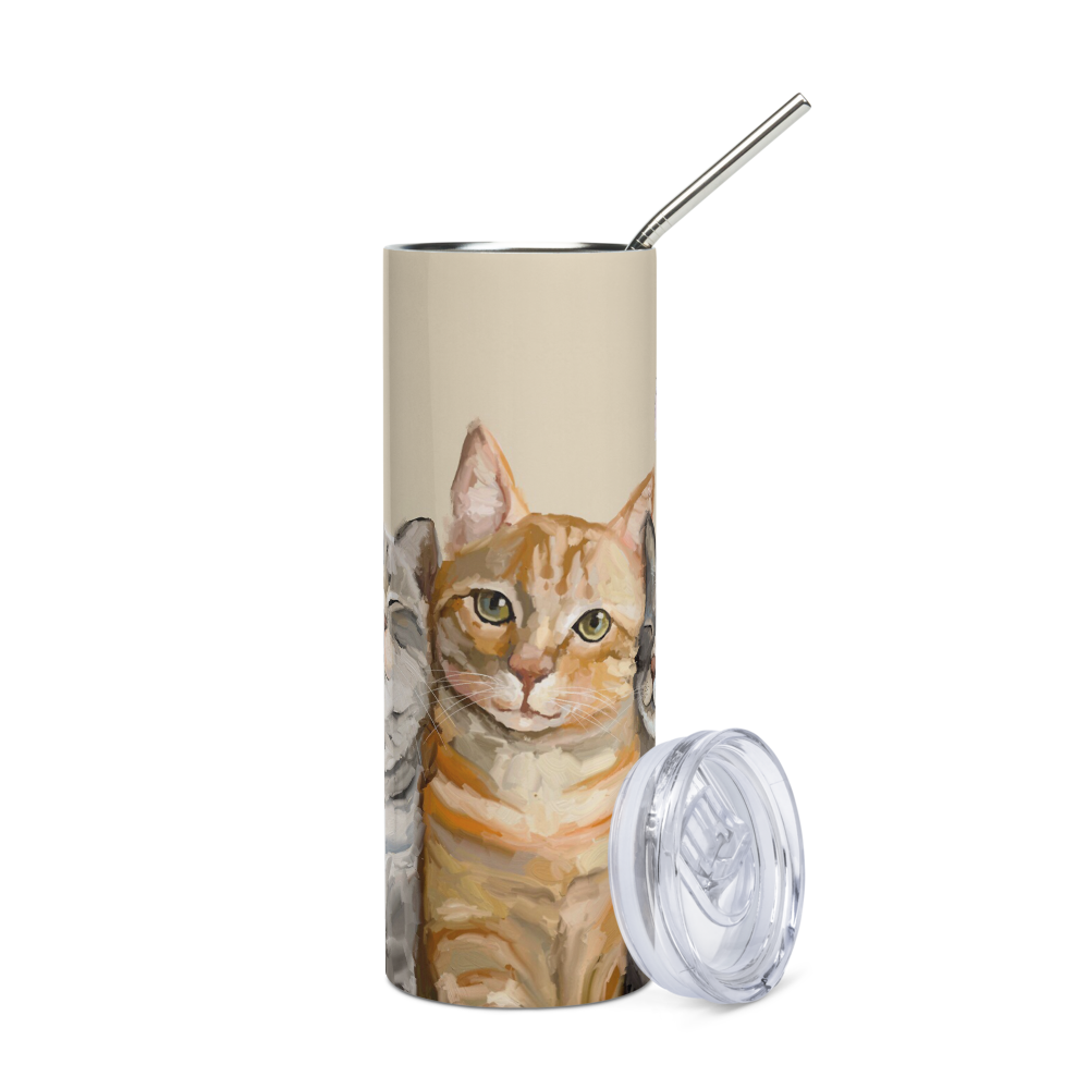 Three Cats Plus One Stainless steel tumbler