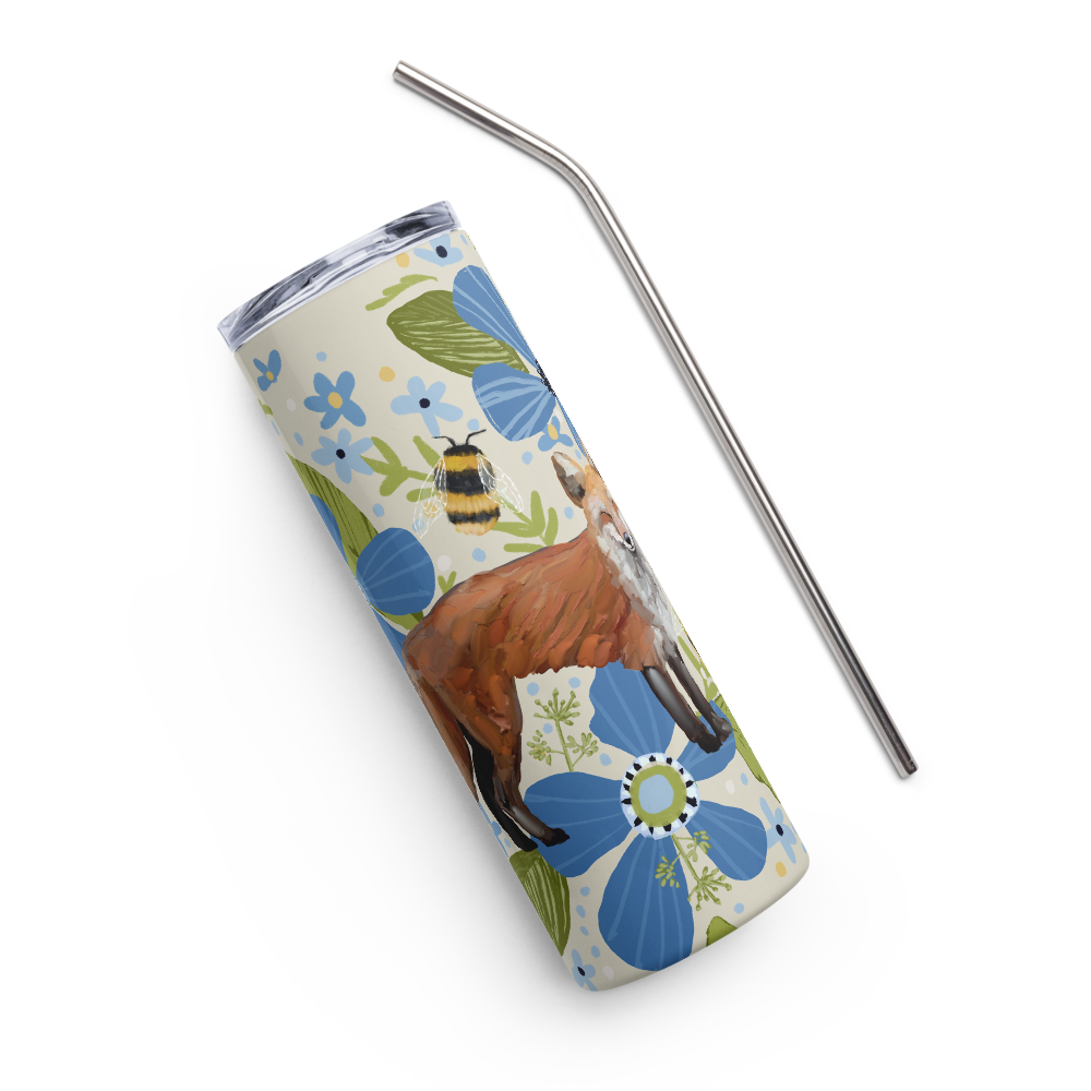 Floral Fox Stainless steel tumbler