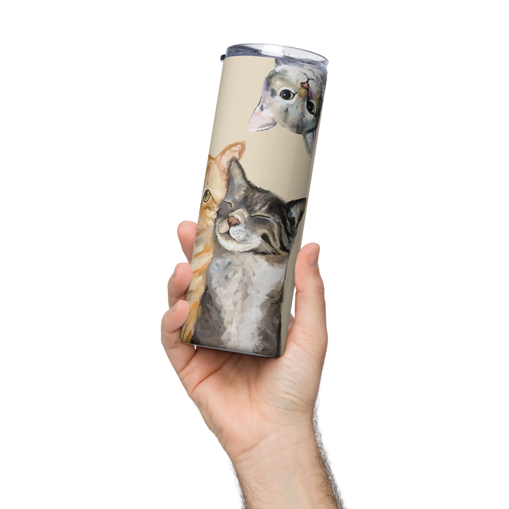 Three Cats Plus One Stainless steel tumbler