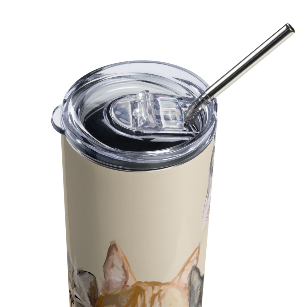 Three Cats Plus One Stainless steel tumbler