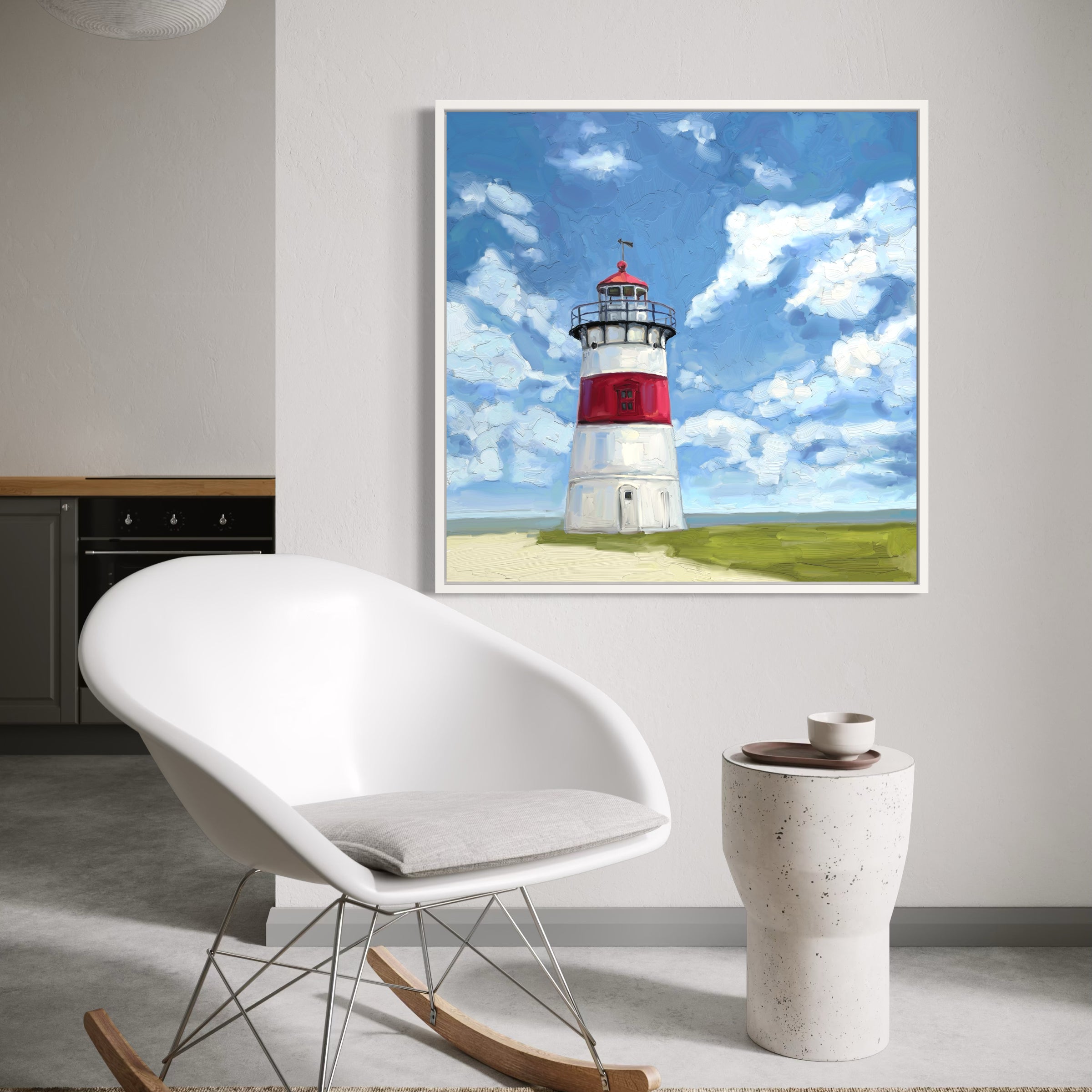 Stratford Point Lighthouse Framed Canvas