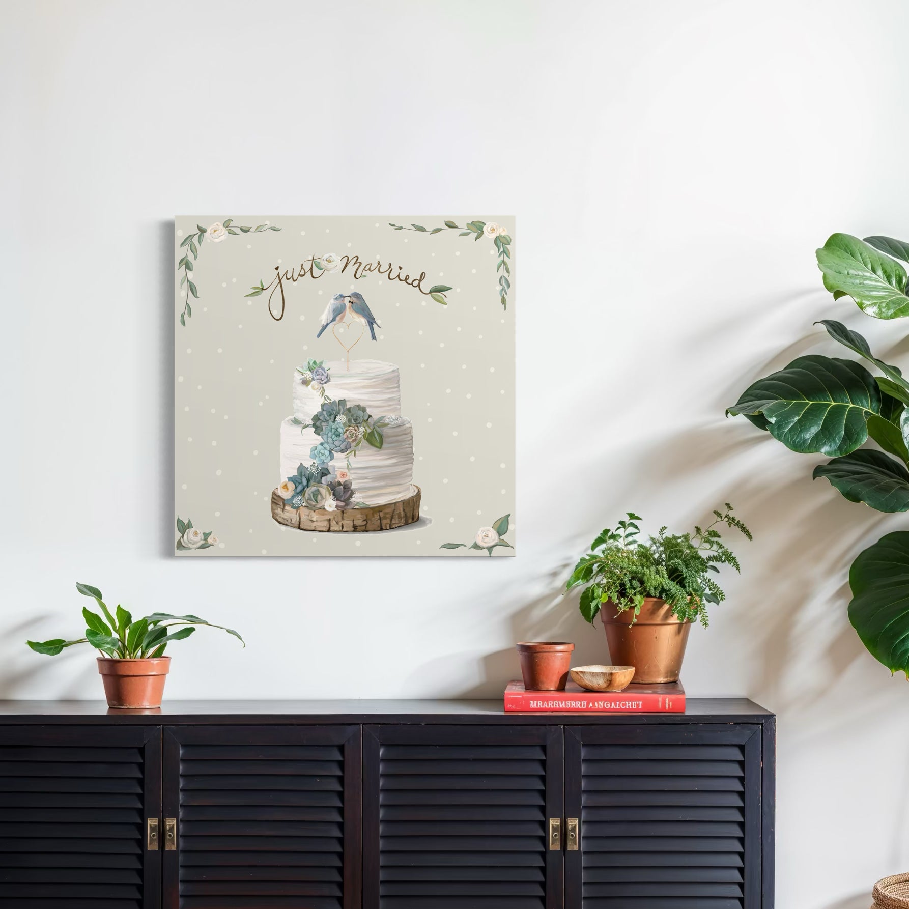 Wedding Birds with Succulents Canvas Wrap
