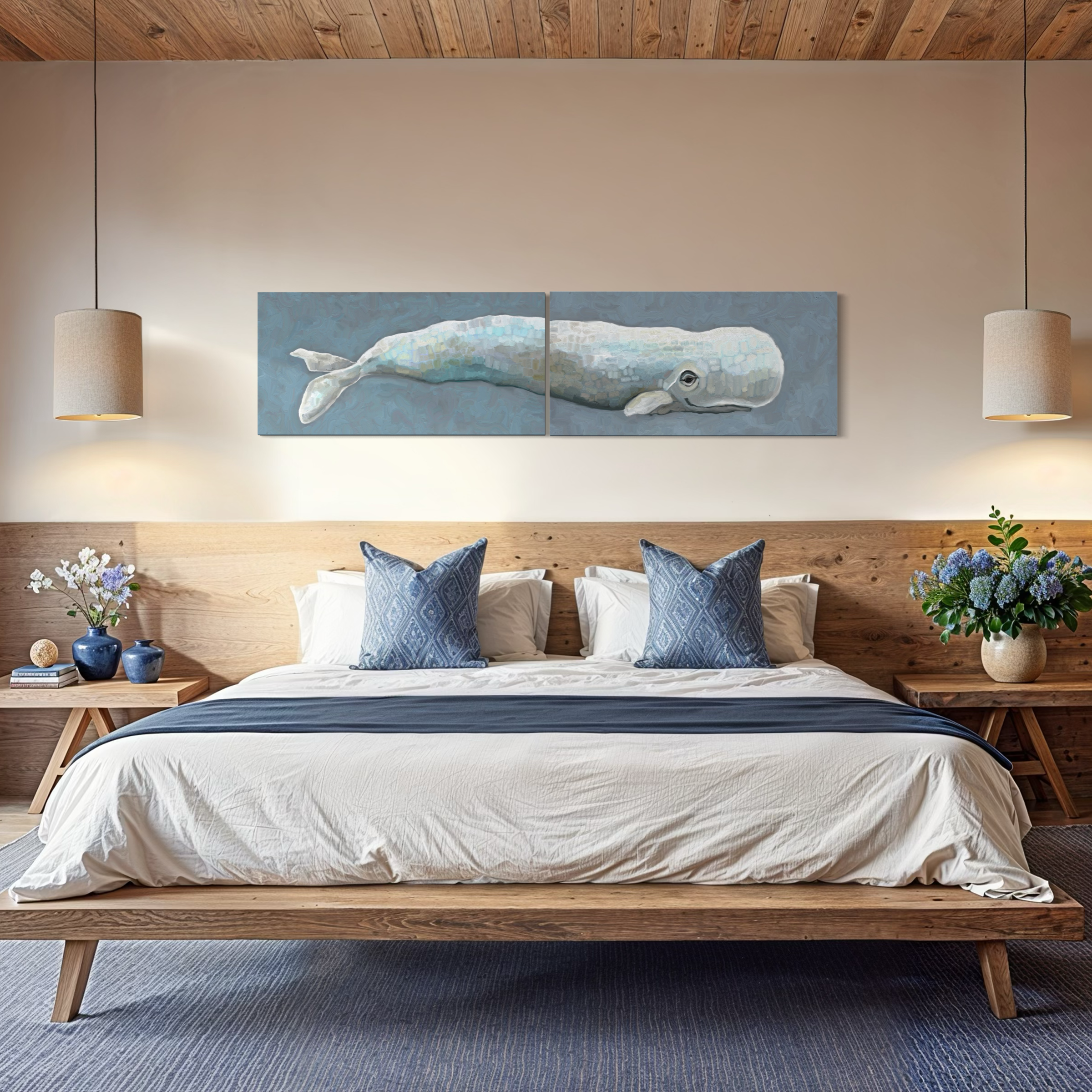 Whale Diptych 2 Canvas Wrap