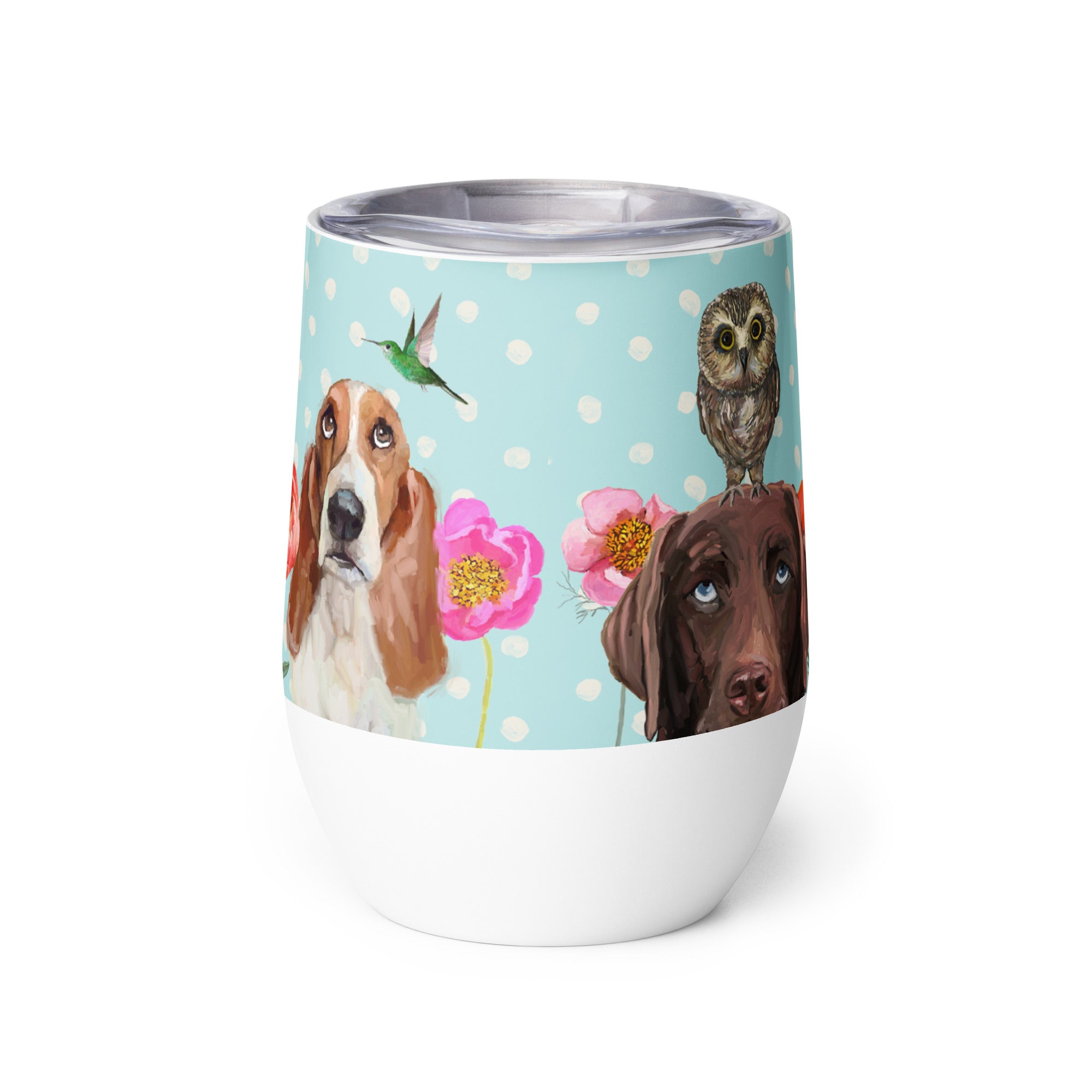 Dogs and Birds Wine Tumbler