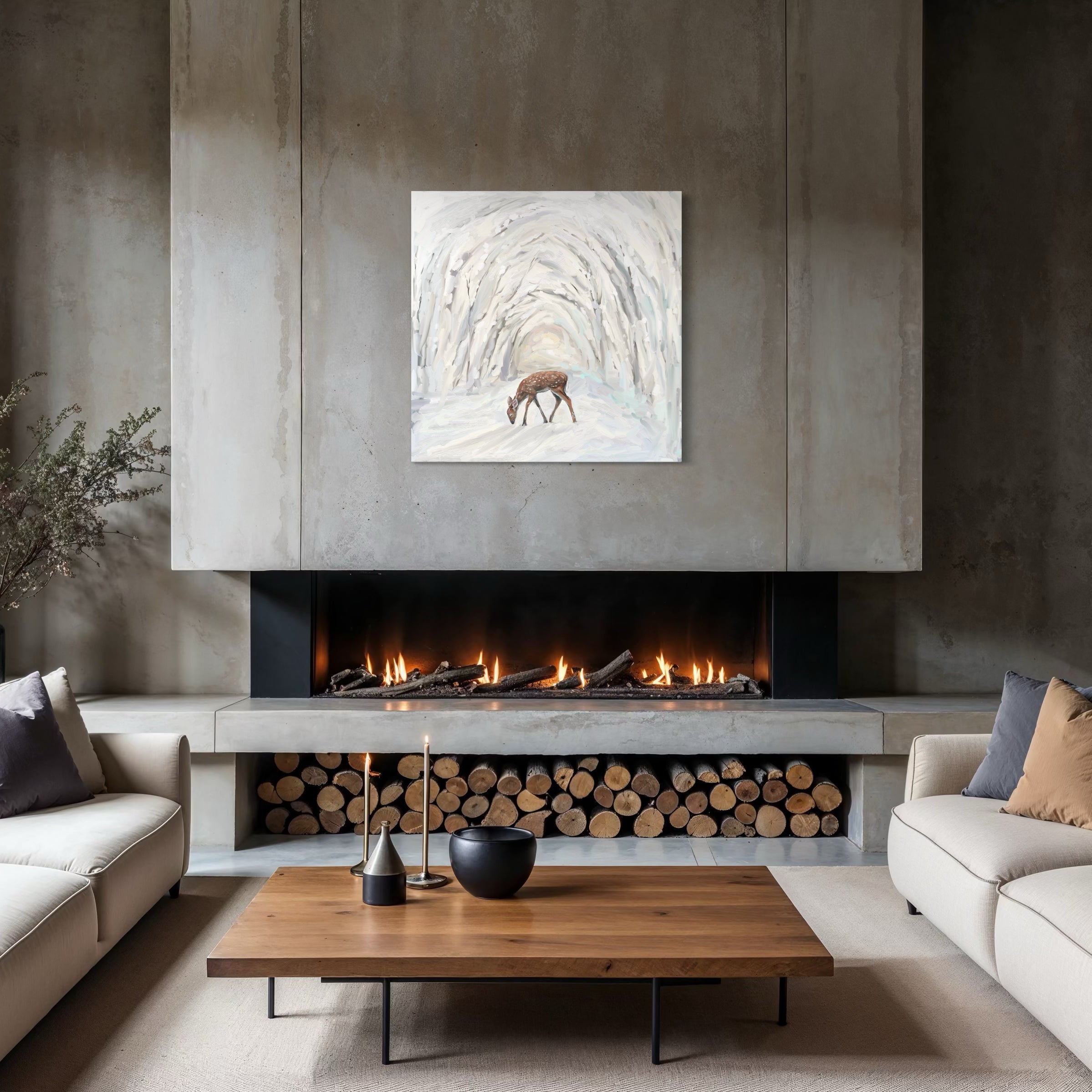 Winter Morning Deer Canvas Wrap