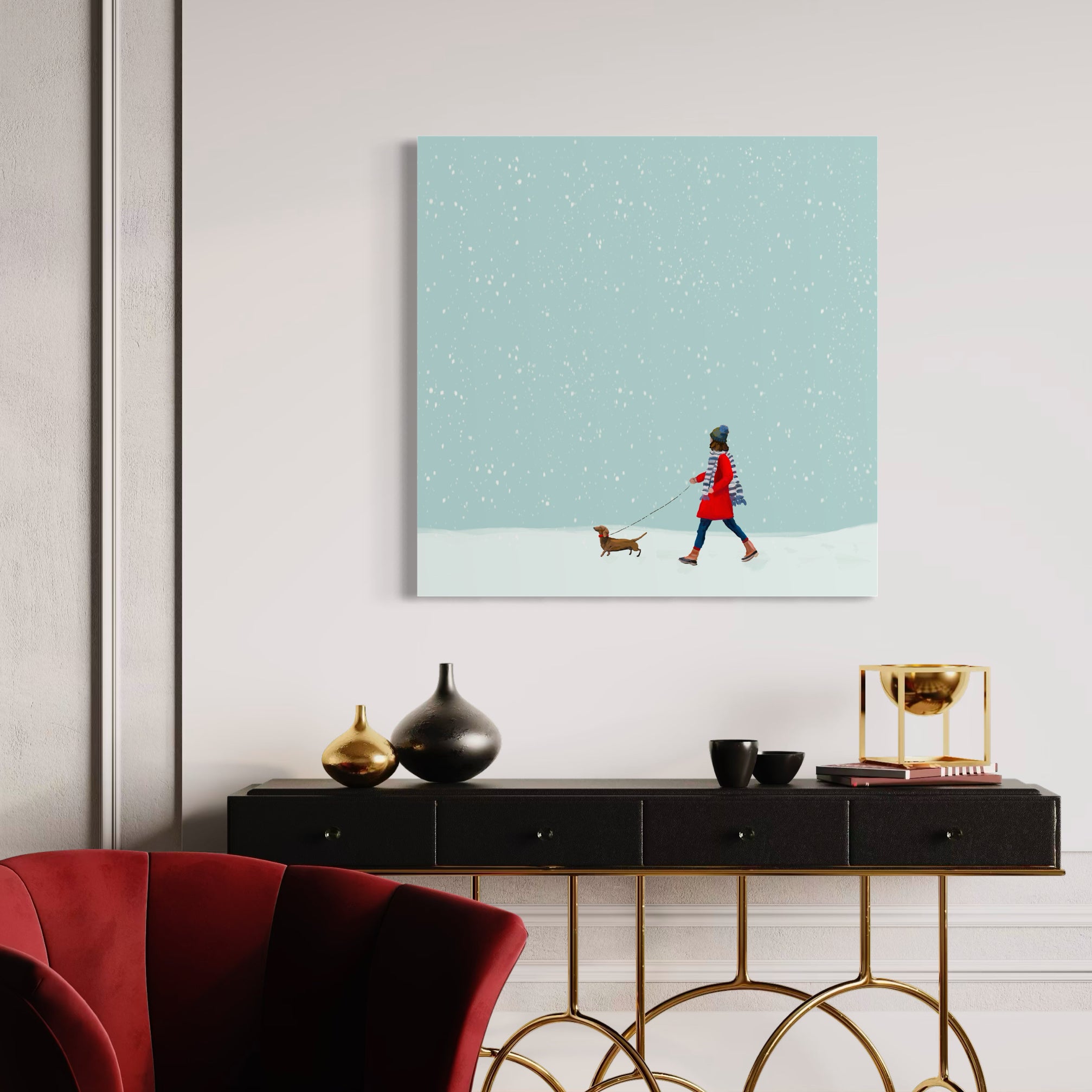Winter Walks - Dachshund Canvas Wrap