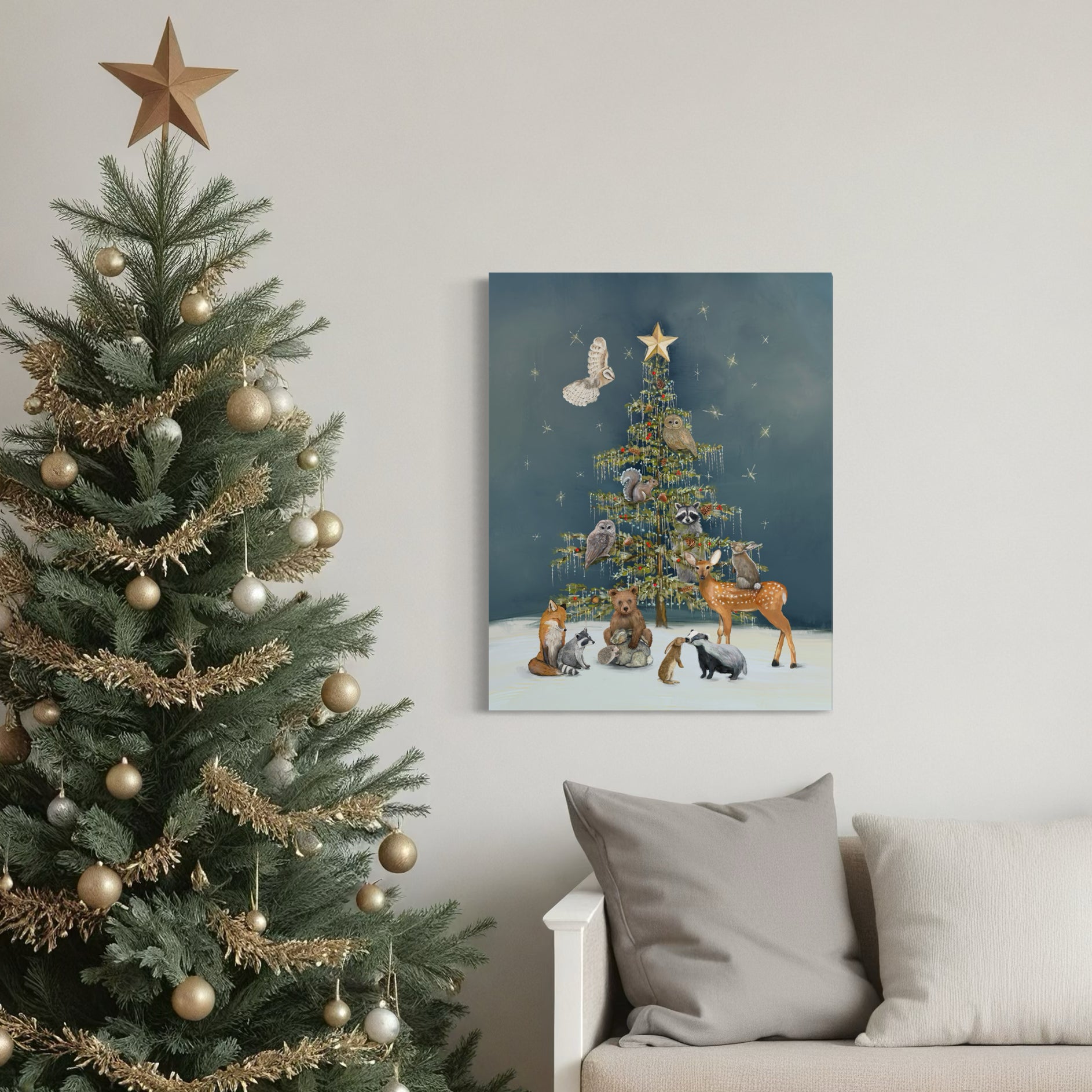 Woodland Christmas Tree Canvas Wrap