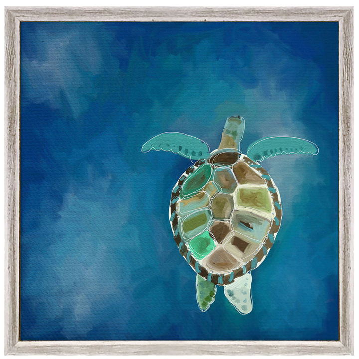 Swimming Sea Turtle Mini Framed Canvas