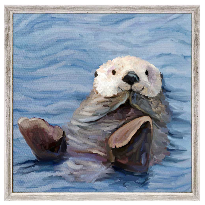 Otter Play 3 Mini Framed Canvas