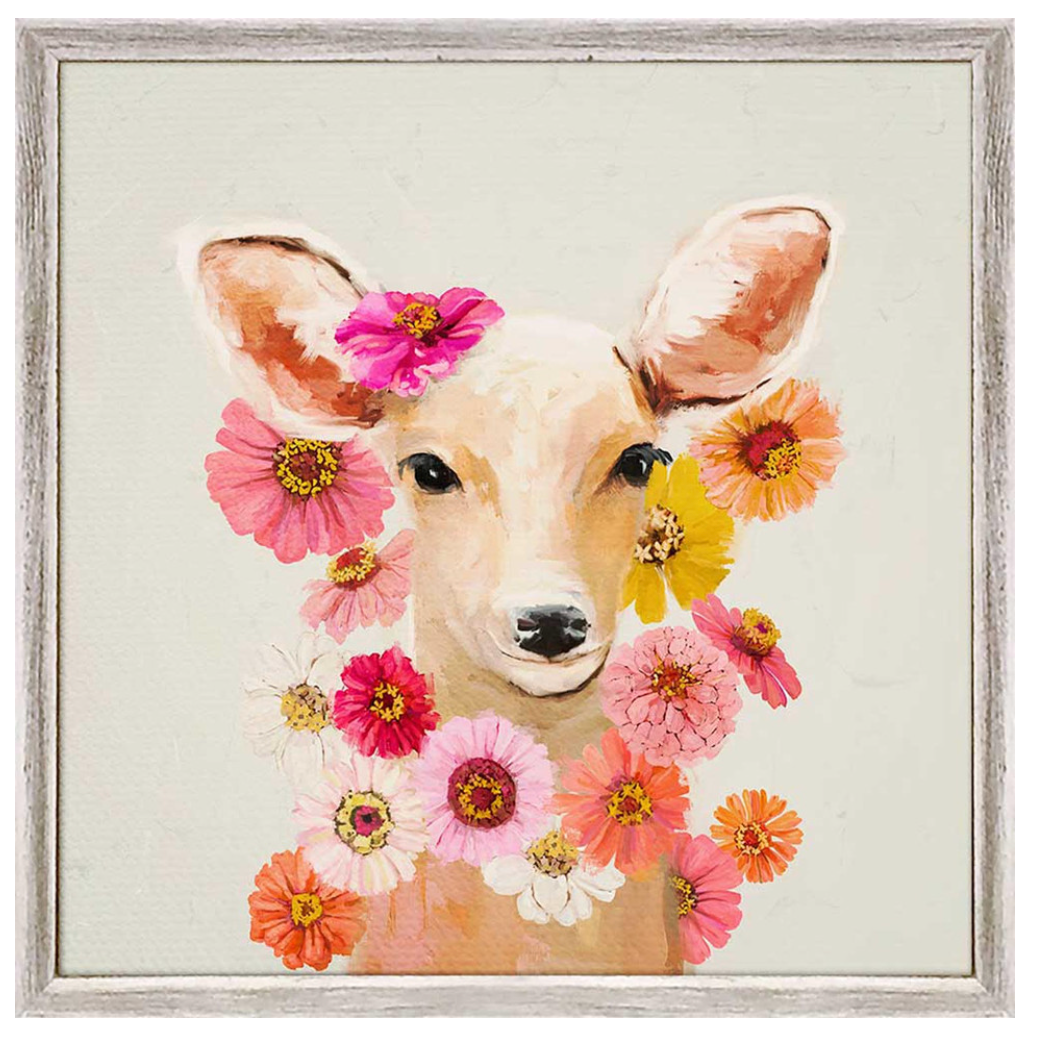 Zinnia Deer Mini Framed Canvas