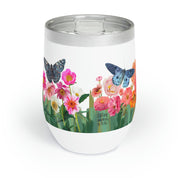 Floral Butterflies Wine Tumbler